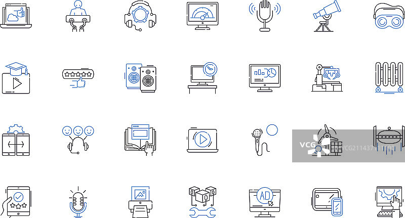 安全信息线条图标集合图片素材