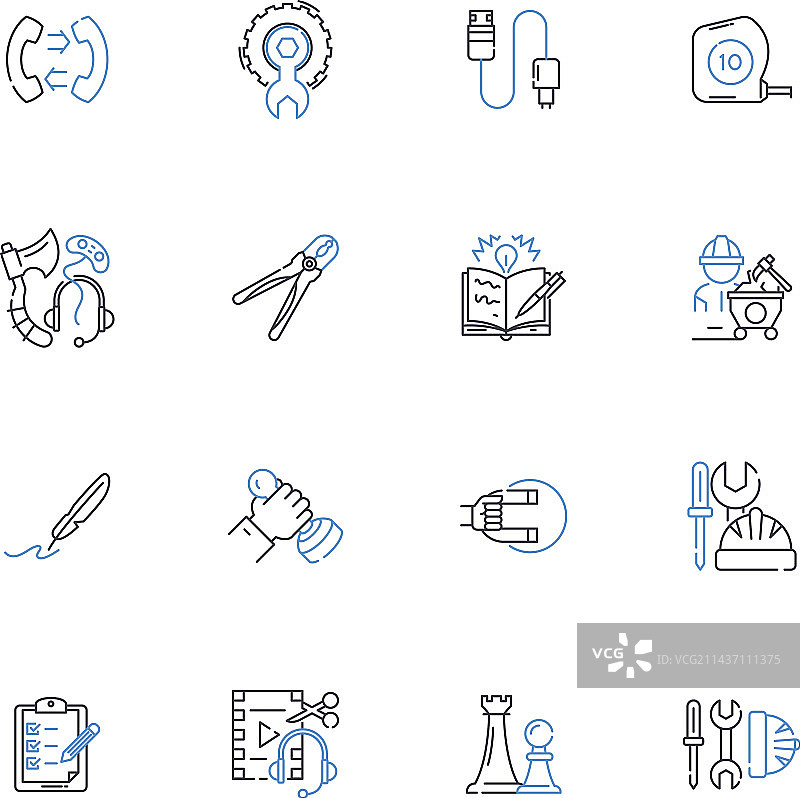 材料科学线性图标聚合物系列图片素材