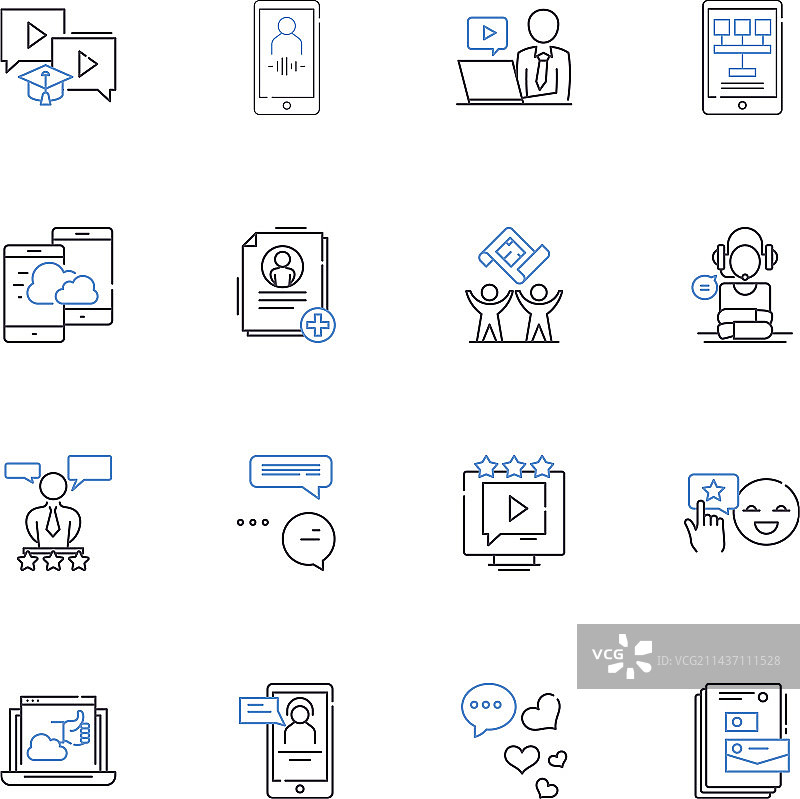 新闻媒体线性图标集合新闻业图片素材