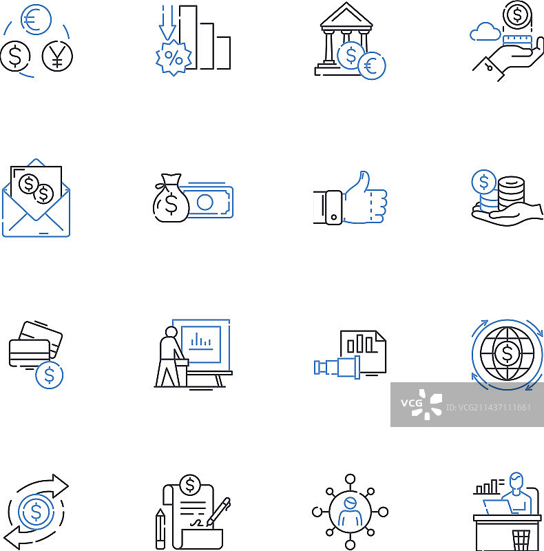 金融服务线性图标合集图片素材