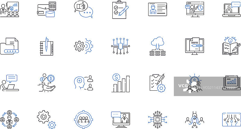 商业学校线性图标集合图片素材
