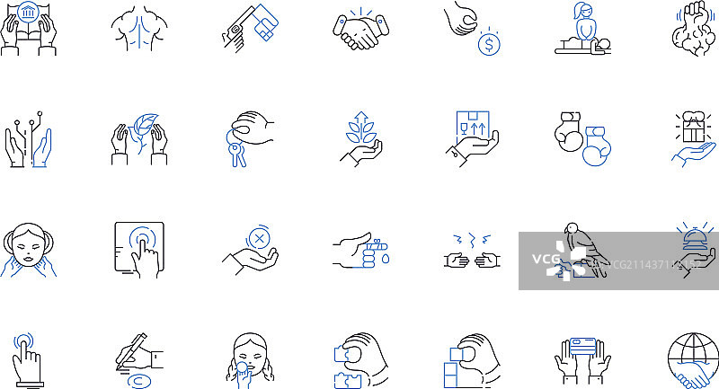 掌握线条图标集合：手持握把图片素材