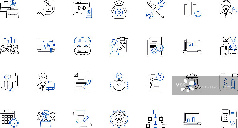 财政收入与预算线条图标合集图片素材