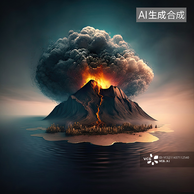 【AI数字艺术】火山喷发图片素材