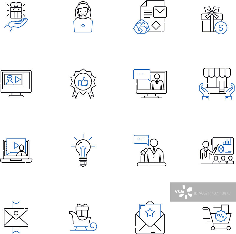 游击营销线性图标集合图片素材