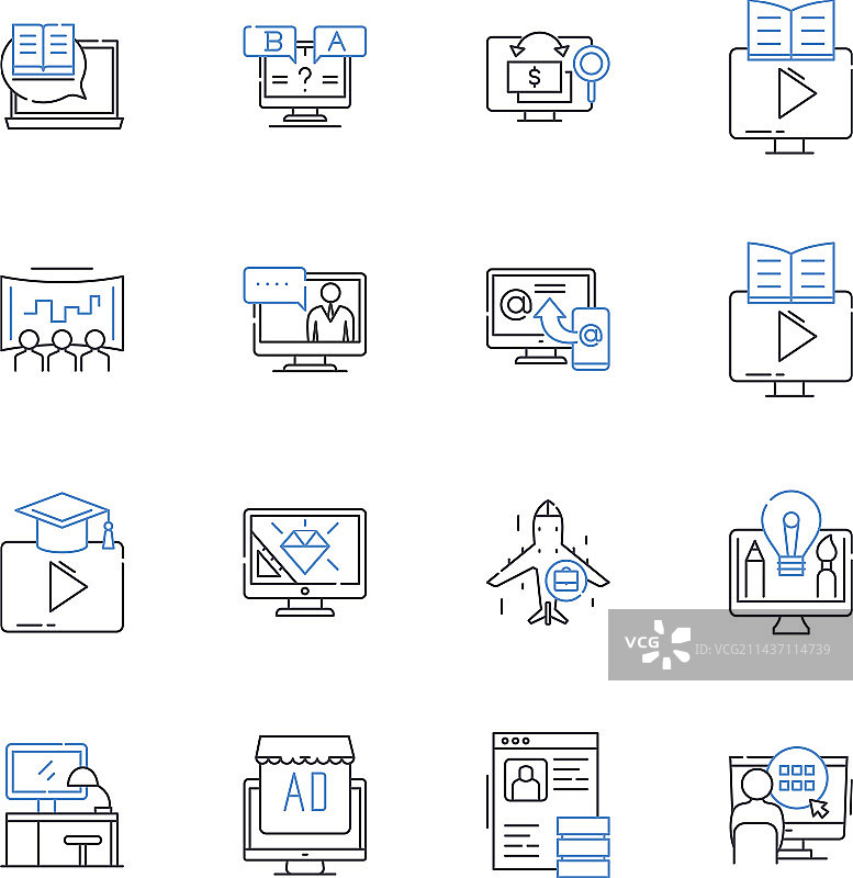 数字策略线性图标合集图片素材