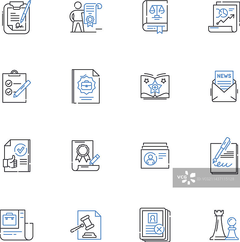 盟约线条图标合集协议承诺图片素材
