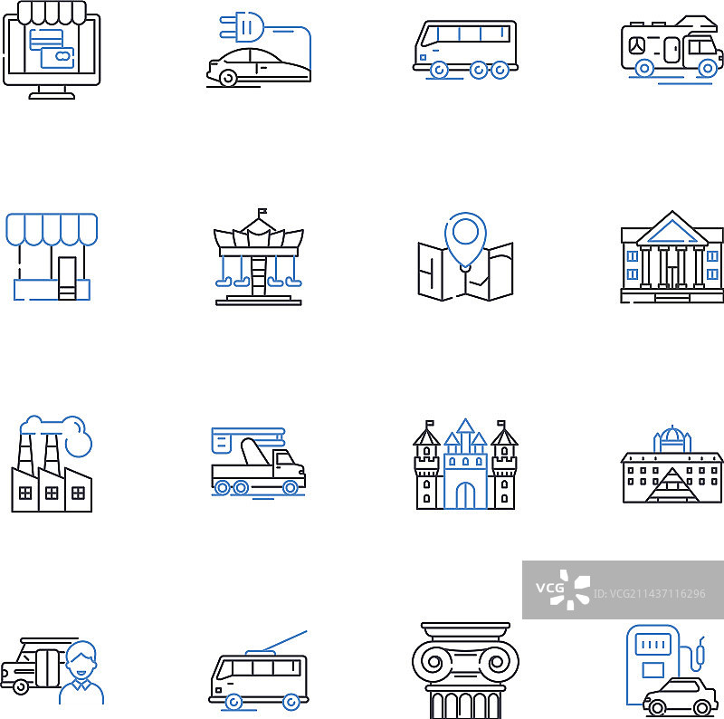 建筑物群线性图标合集图片素材