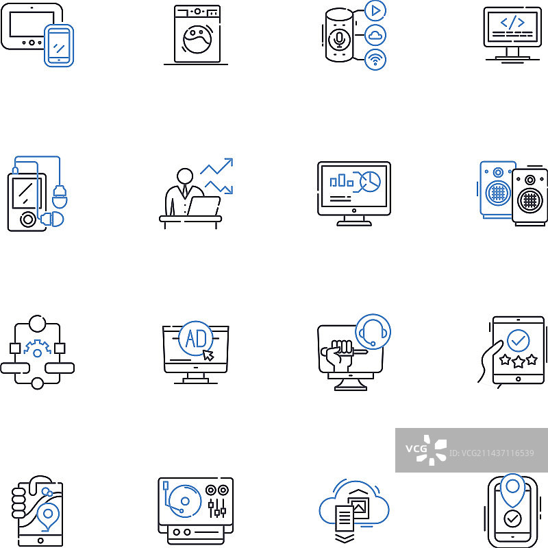 齿轮机械元件线性图标合集图片素材
