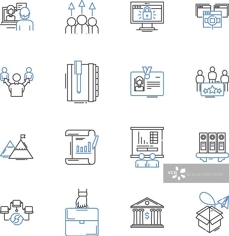 绩效评估线性图标合集图片素材