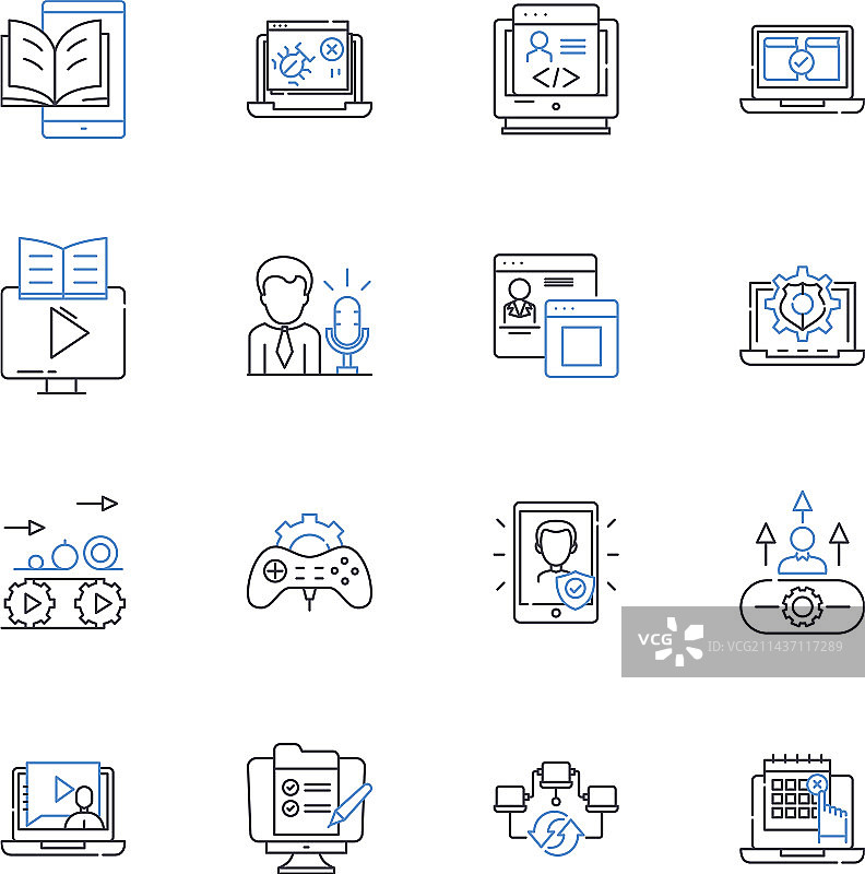 触摸屏线性图标集合图片素材