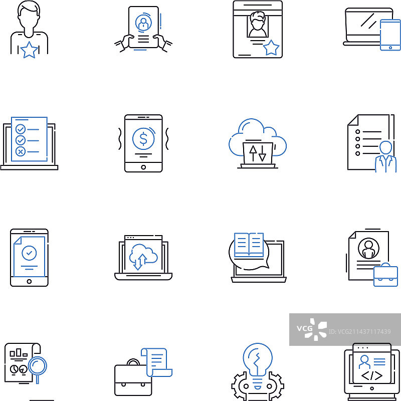 新闻采访线性图标合集图片素材