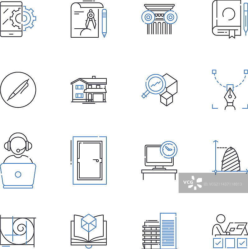 营销广告线性图标集合图片素材