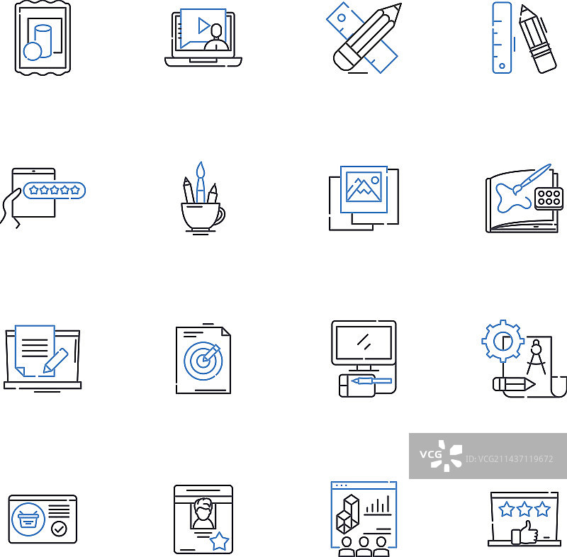 视频制作线性风格图标合集图片素材