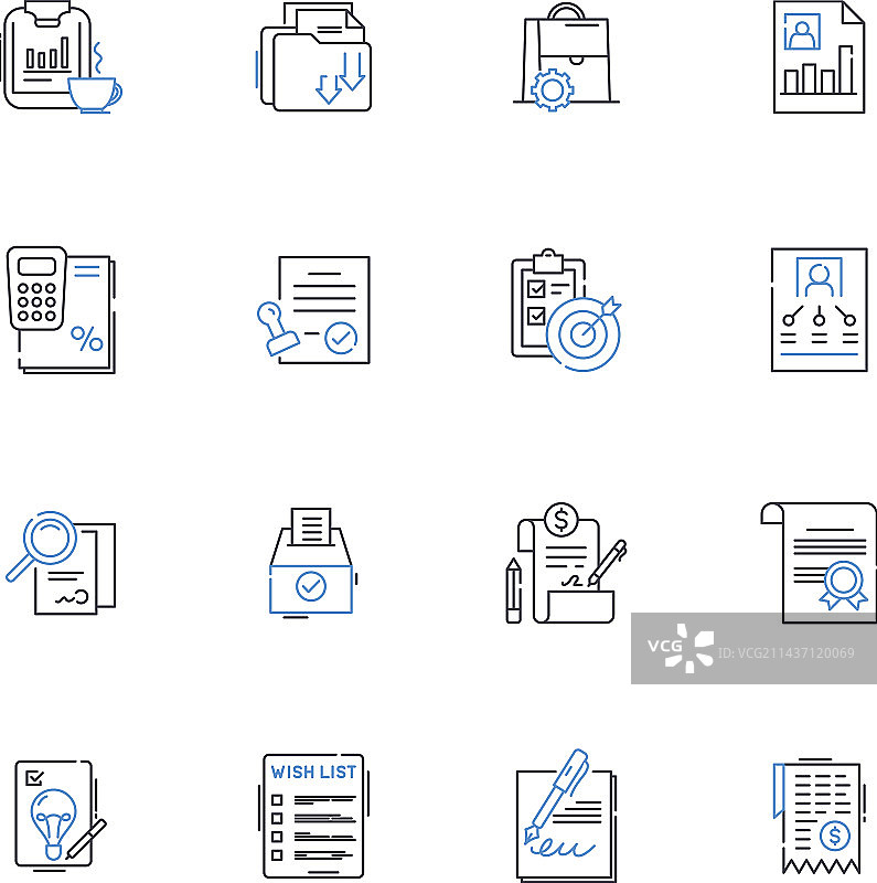 文件整理线性图标合集图片素材