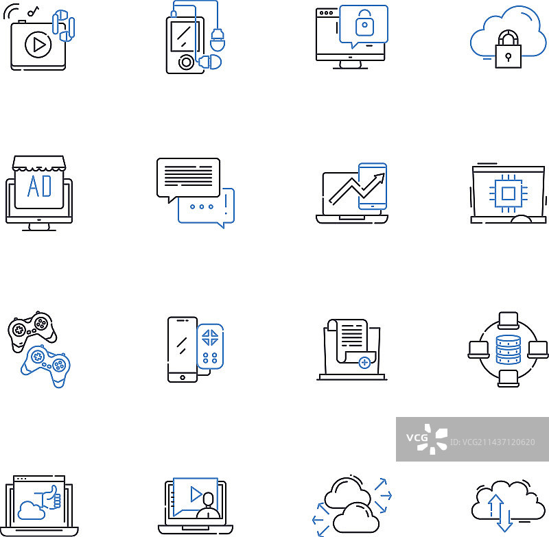 AI分析线性图标合集图片素材
