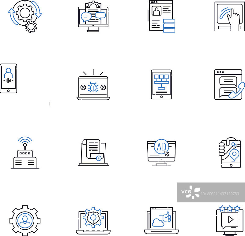 创业技术线性图标集合图片素材