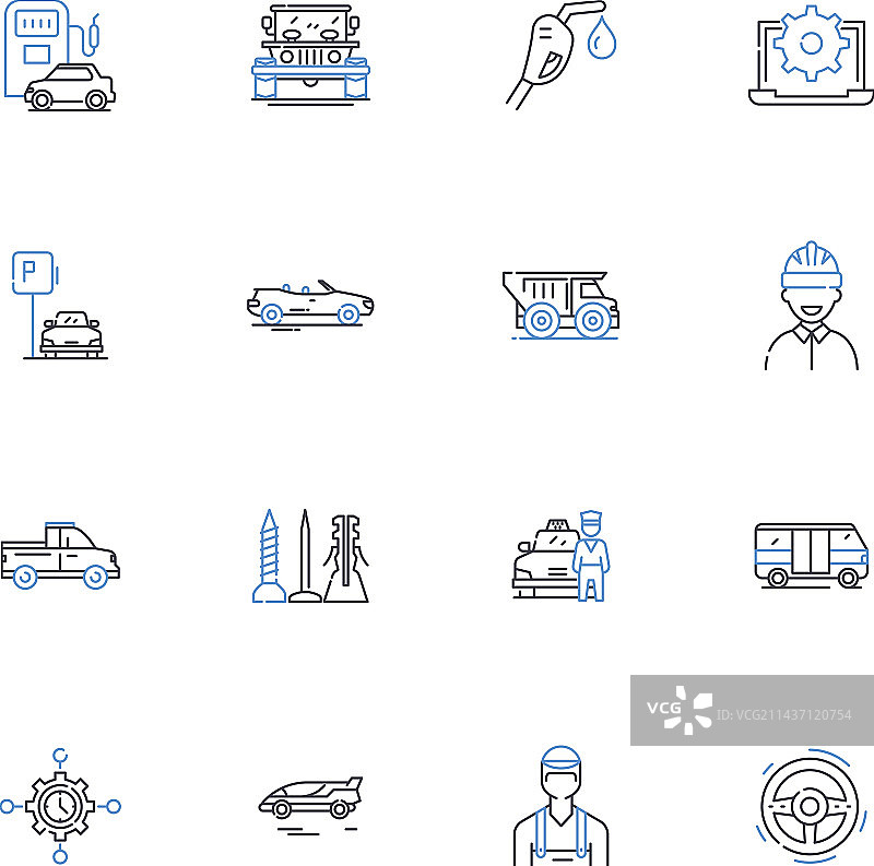 汽车检查线性图标合集图片素材