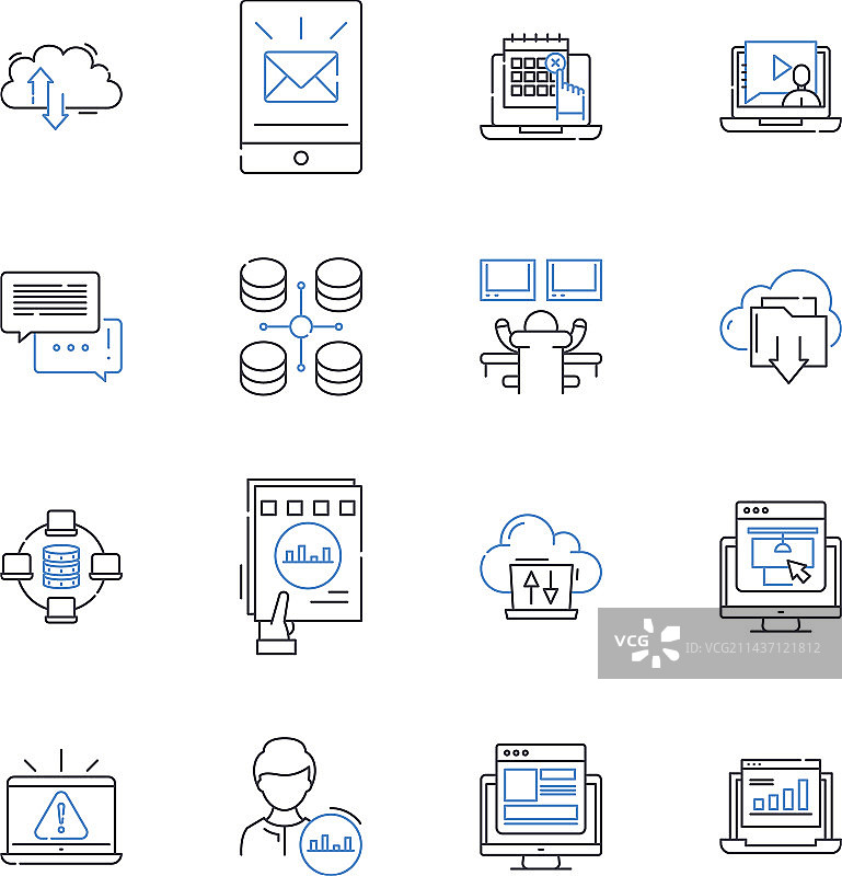 电脑时代线性图标技术合集图片素材