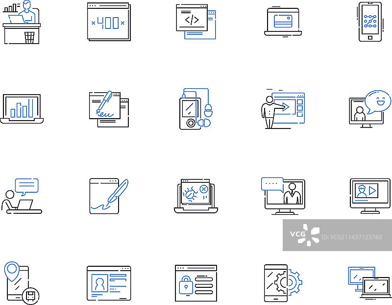 互联网线条图标合集图片素材