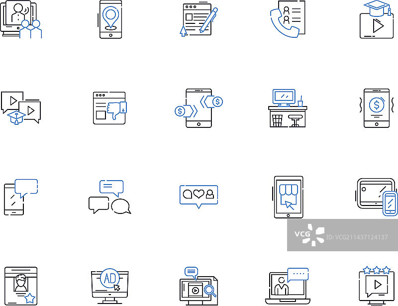 袖珍设备线性图标合集图片素材
