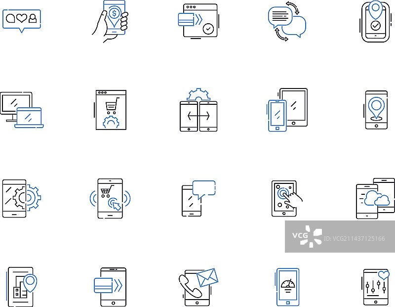 在线购物电子商务线性图标合集图片素材
