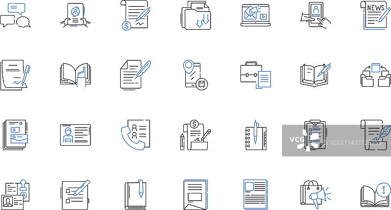 创意写作线性图标合集图片素材