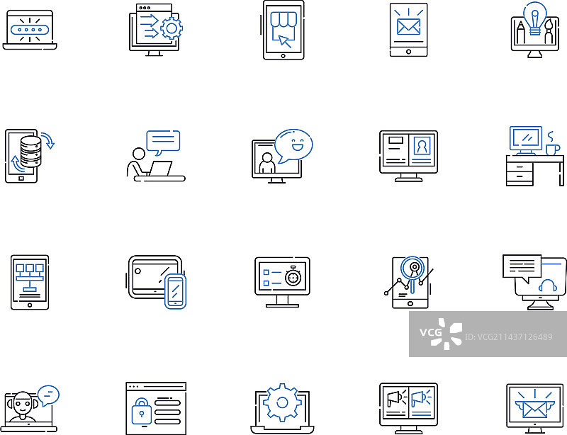 电子广告线性图标合集图片素材