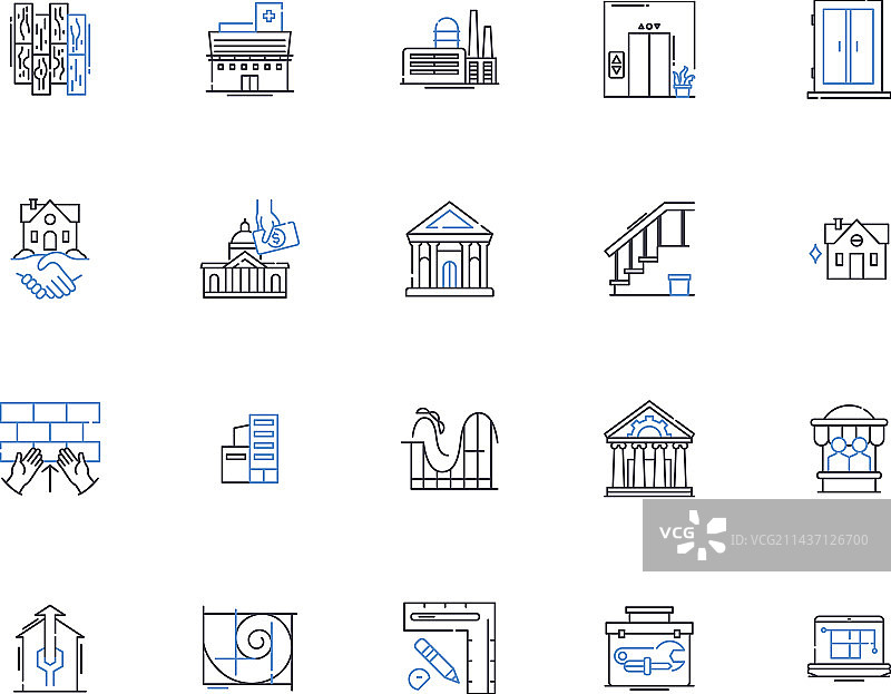 仓库线性图标合集图片素材