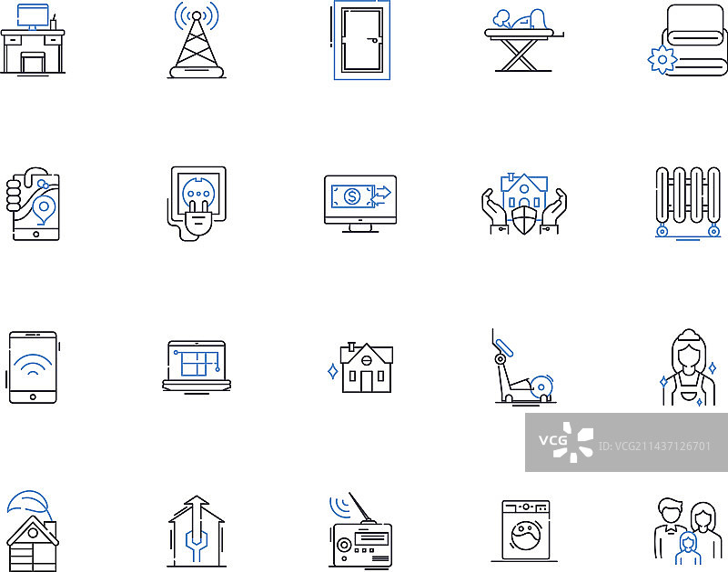 精通科技的智能家居线性图标合集图片素材