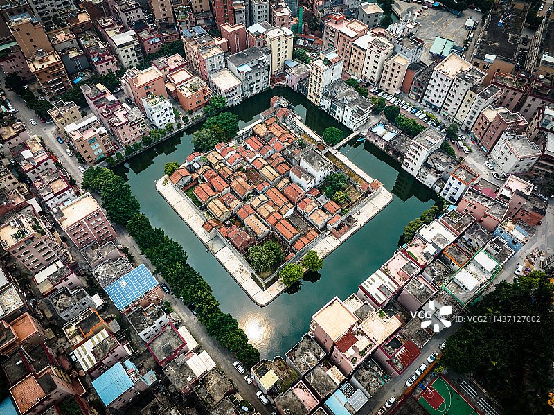 中国广东省东莞市虎门白沙村逆水流龟村堡图片素材