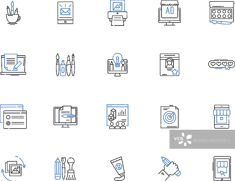 摄影服务线性图标合集图片素材