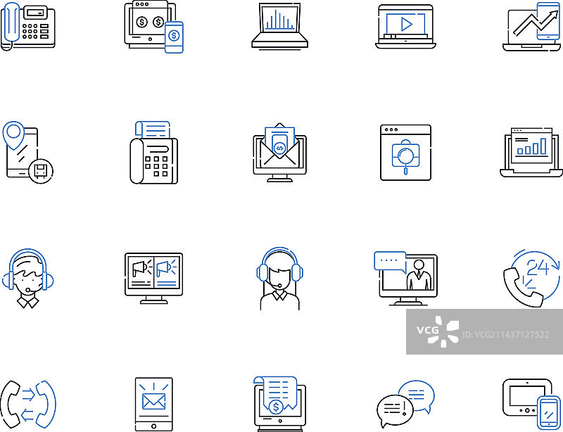 通信工具线性图标合集平台图片素材