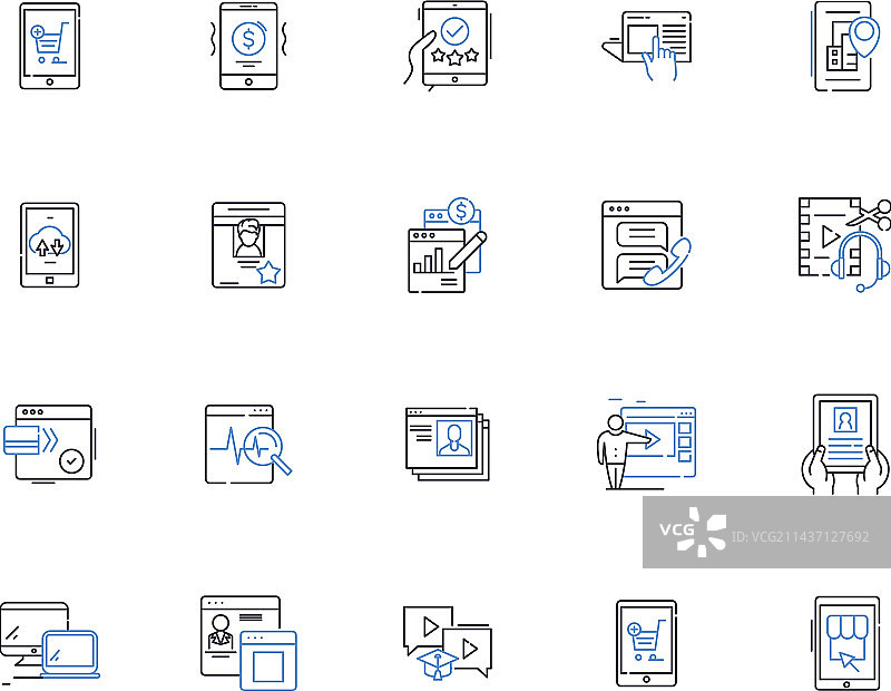 掌上电脑线性图标合集图片素材