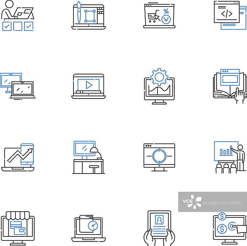 微型计算机线性图标处理器合集图片素材