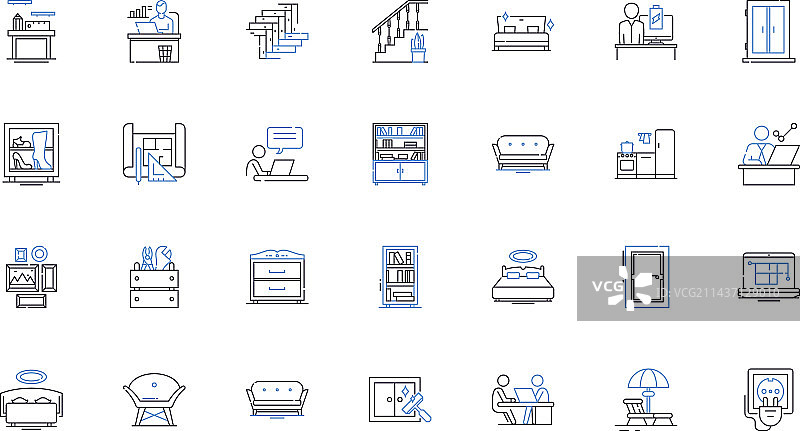 沙发线性图标合集：舒适风格图片素材