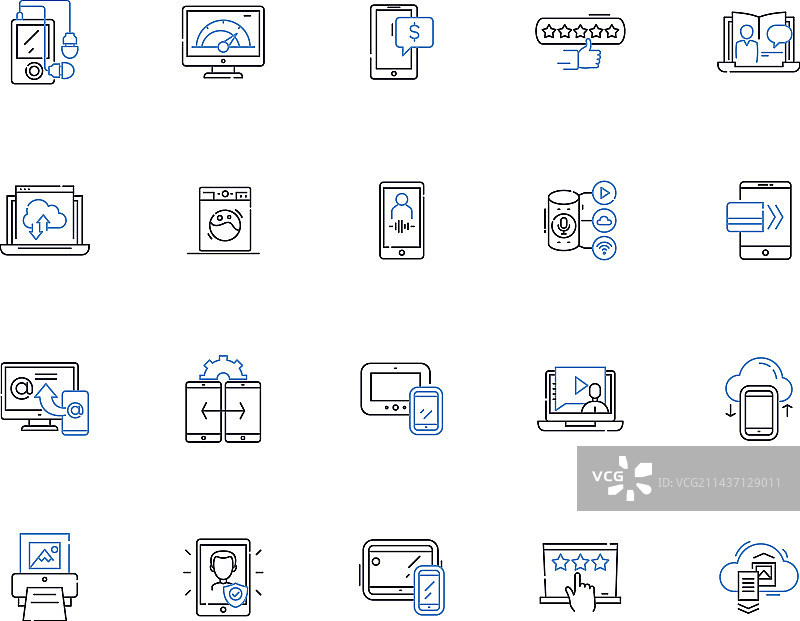 硬件技术线条图标合集图片素材