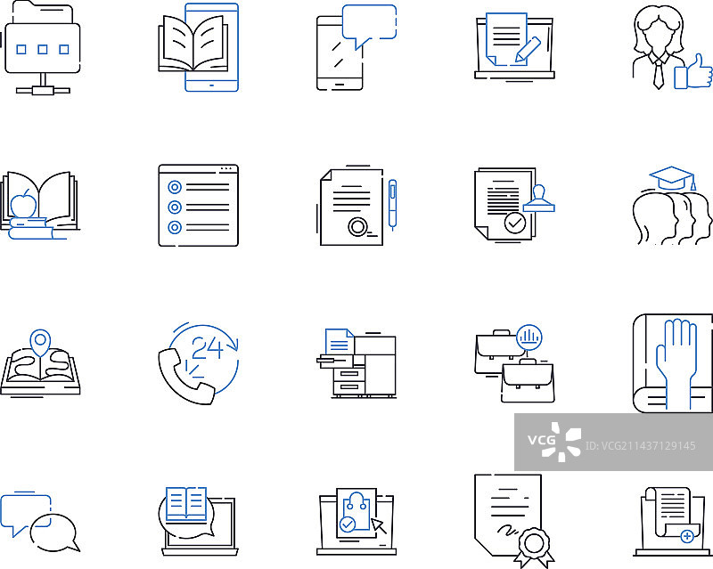 高级学校线性图标合集图片素材