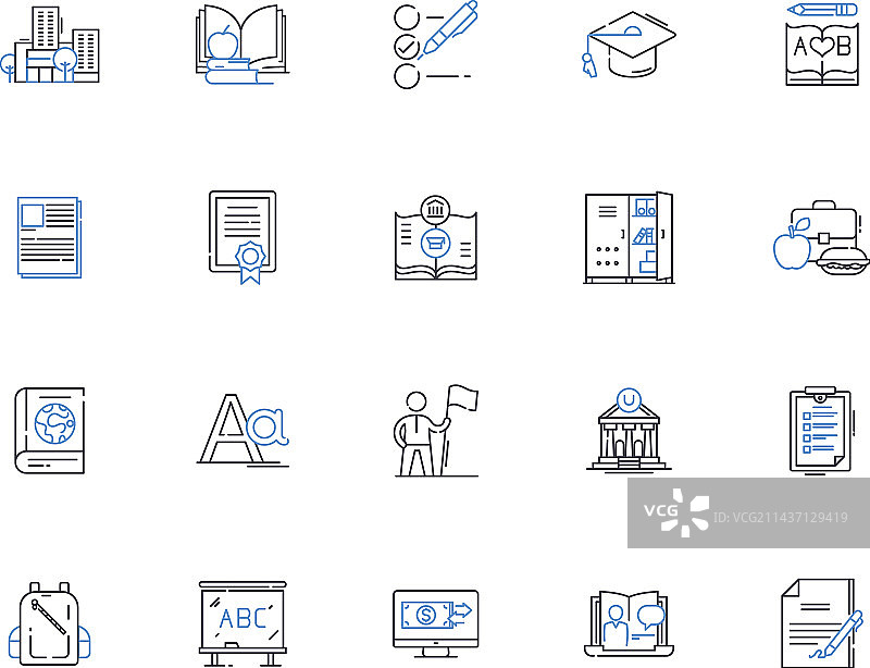 职业学校线性图标合集图片素材