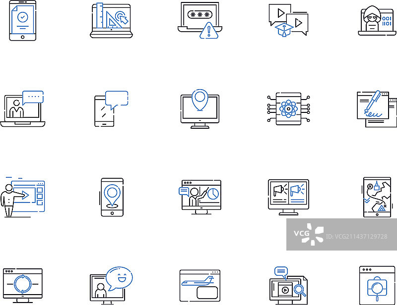 访问入口线性图标集合图片素材