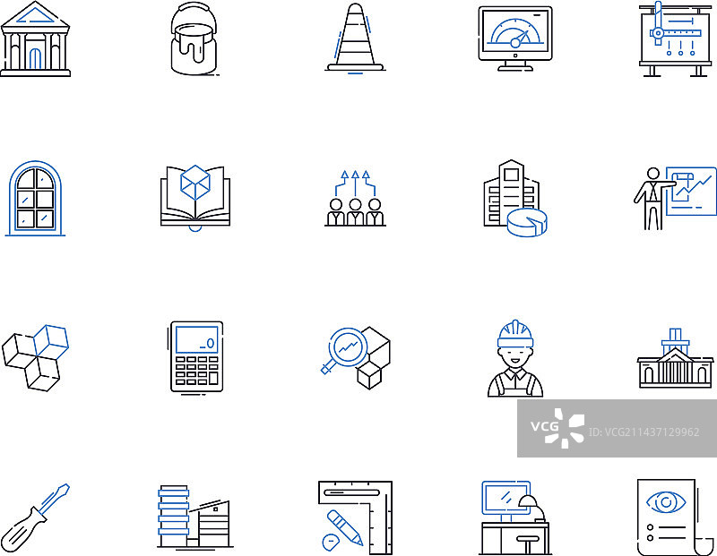 模特走秀线性图标合集图片素材