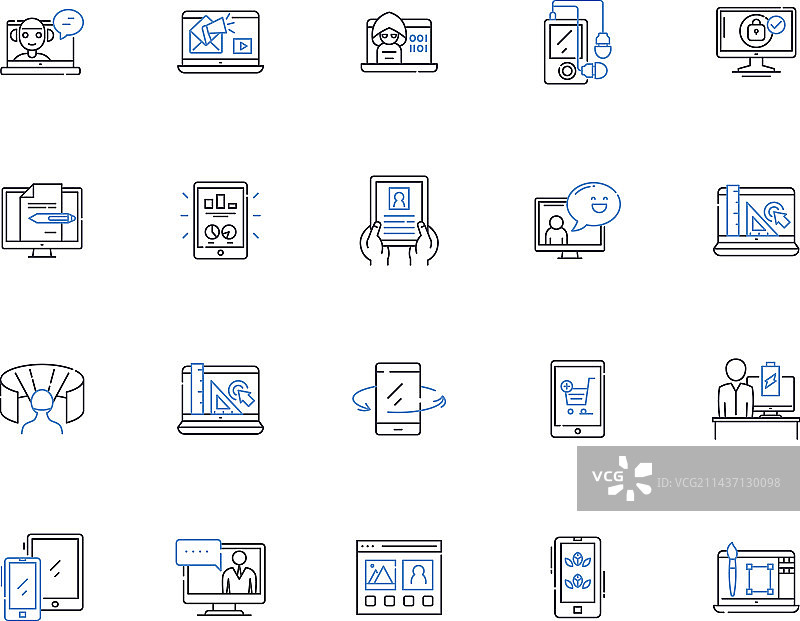 乐器线性图标，钢琴和吉他图片素材