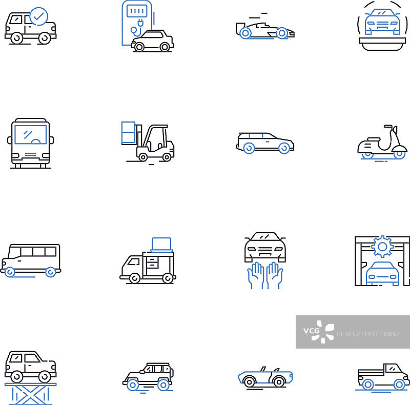 哈雷摩托车线条图标合集图片素材