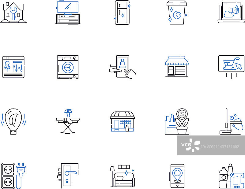 现代家居线条图标合集图片素材