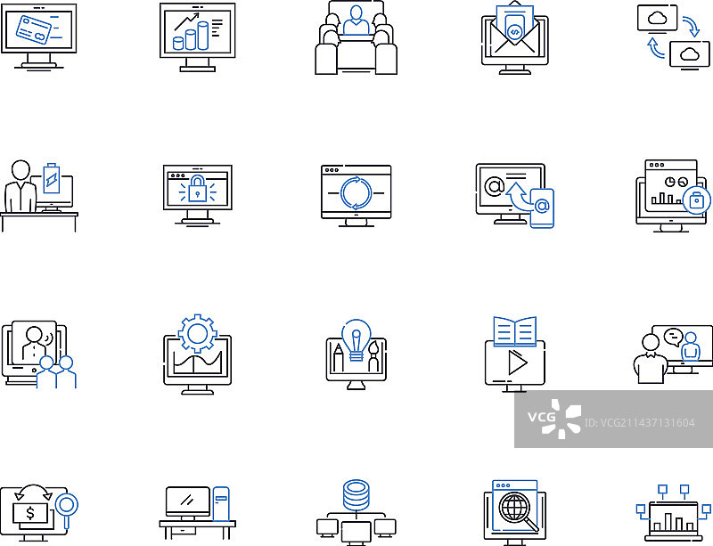 机器人工程线性图标合集图片素材
