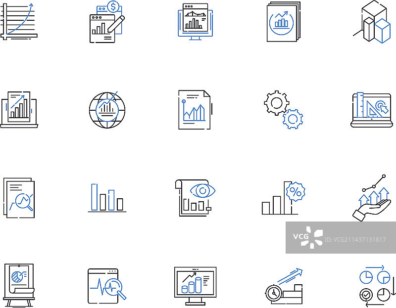 可衡量的指标标准线性图标合集图片素材