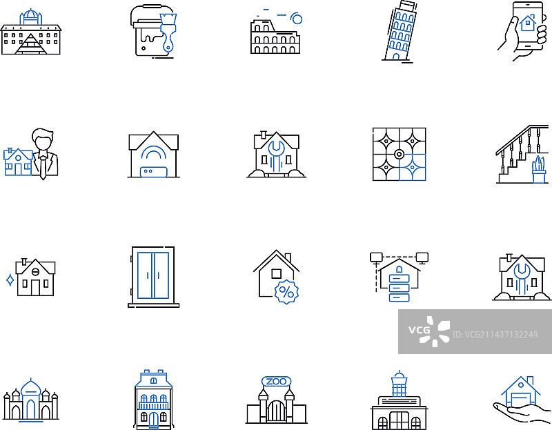 乡村舒适小屋线性图标图片素材