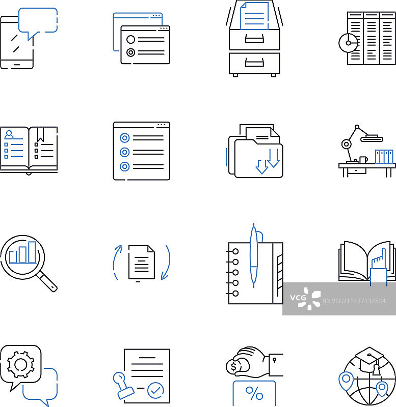 课程学习资源线条图标合集图片素材