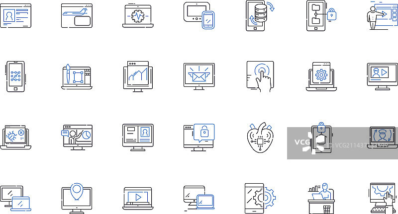 信息高速公路线性图标合集图片素材