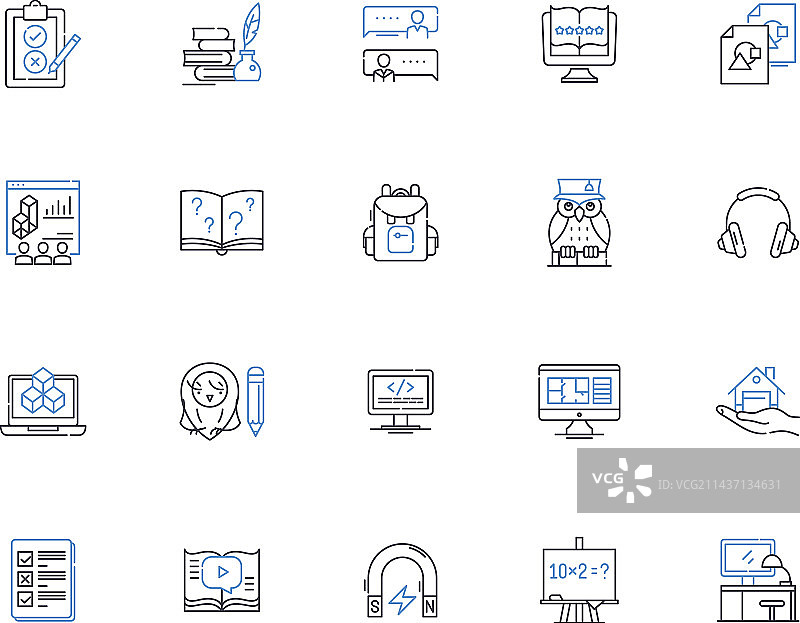 烘焙用具系列线性图标：松饼、蛋糕、面包图片素材
